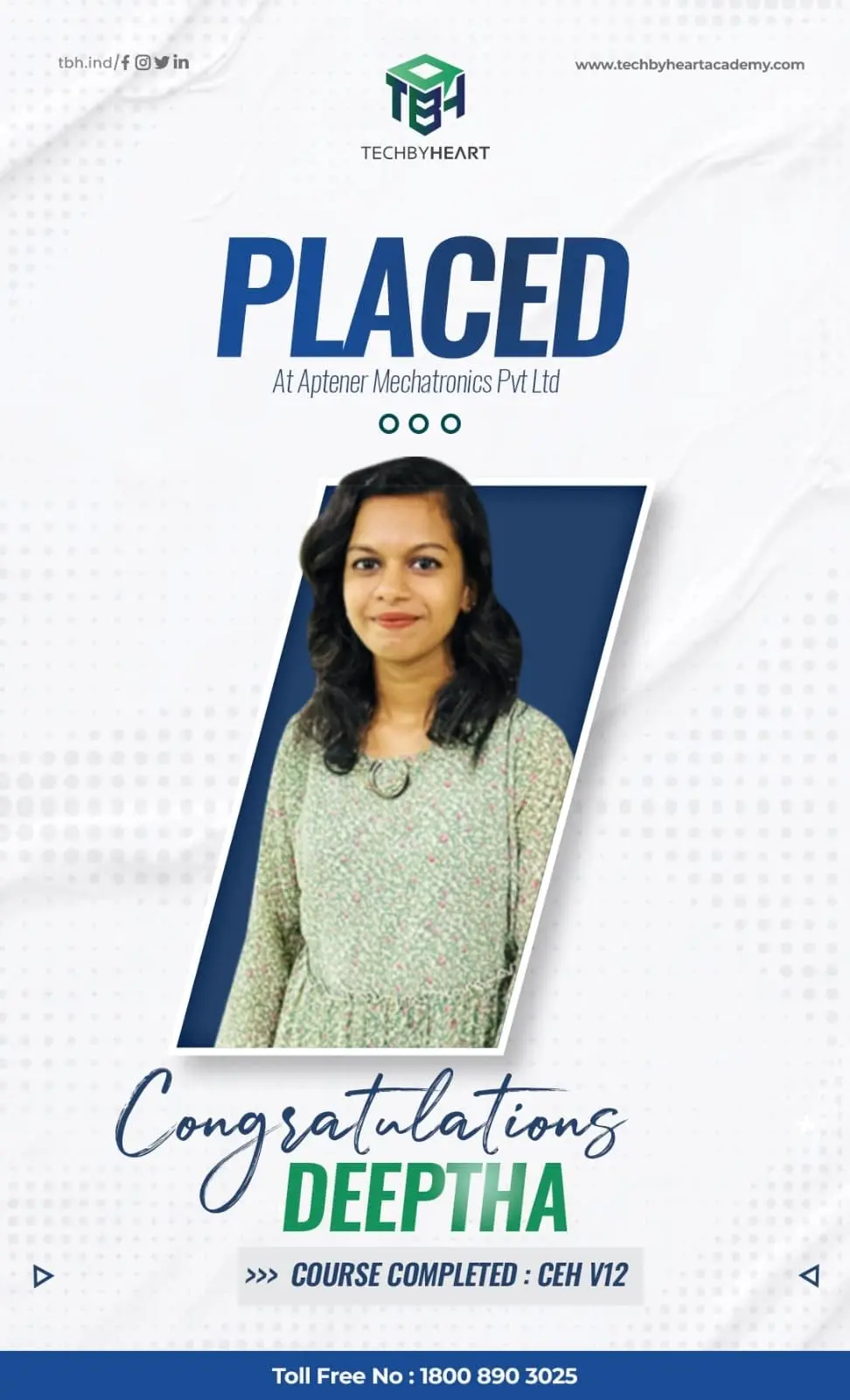 Deeptha Placed at AptEner Mechatronics